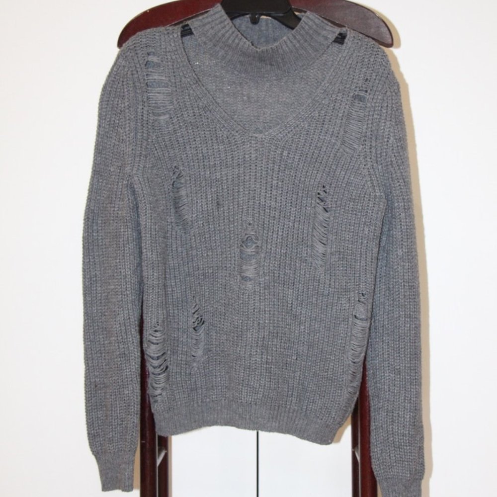 Grey, Ripped Sweater